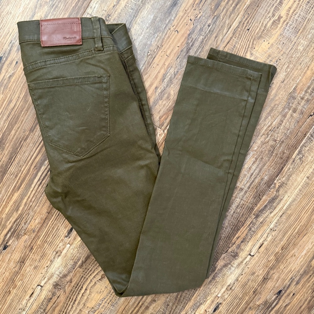 Madewell Skinny Skinny Jeans Womens 25 Olive Green Coated Waxed Excellent HOT!